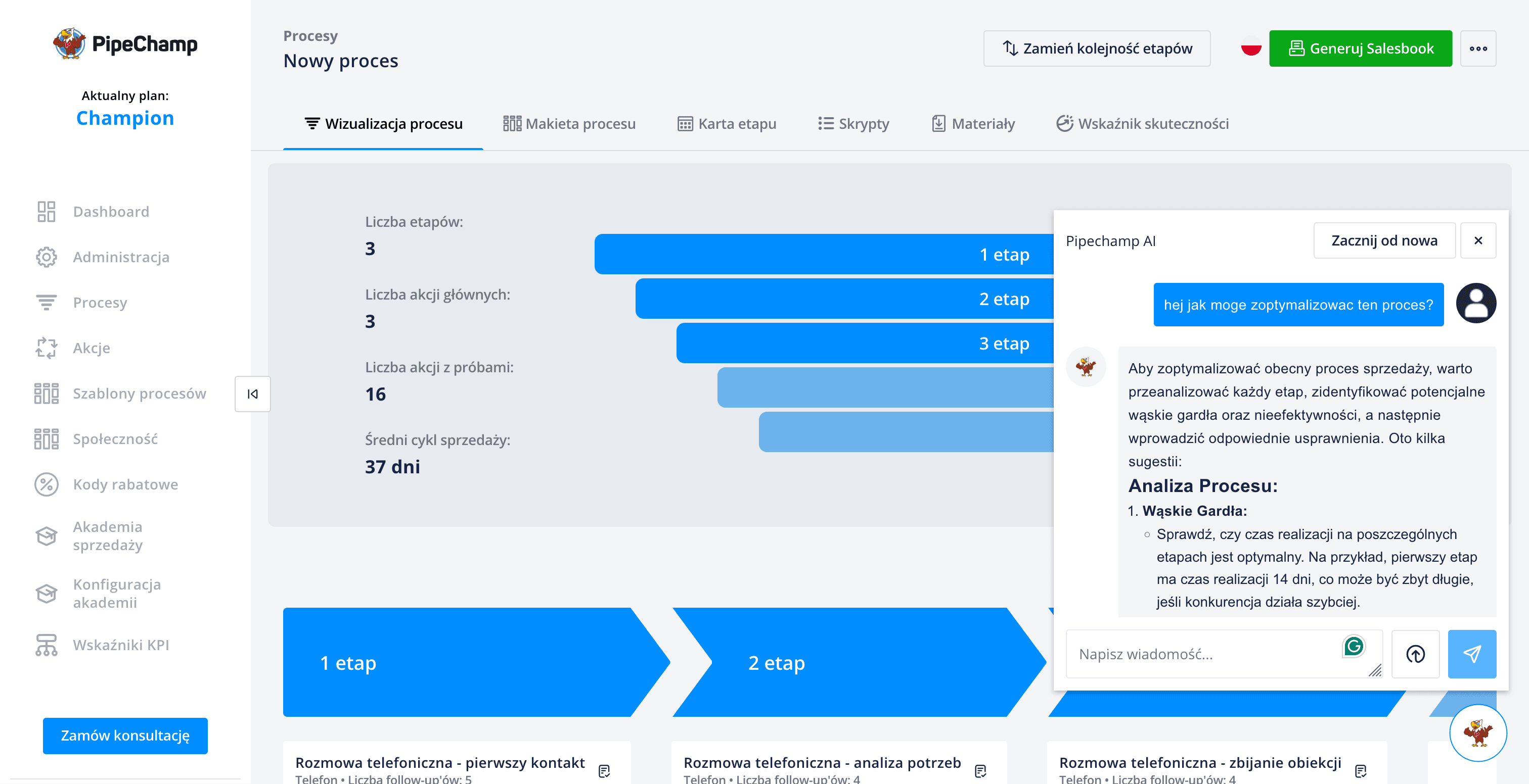 PipeChamp AI Sales Assistant - Wieloagentowy System Sztucznej Inteligencji dla Procesów Sprzedażowych